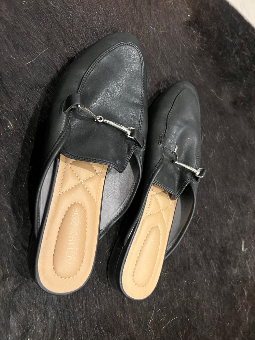 Rachel Zoe Black Slip-On Mule Loafers with Silver Bit - Picture 2 of 4